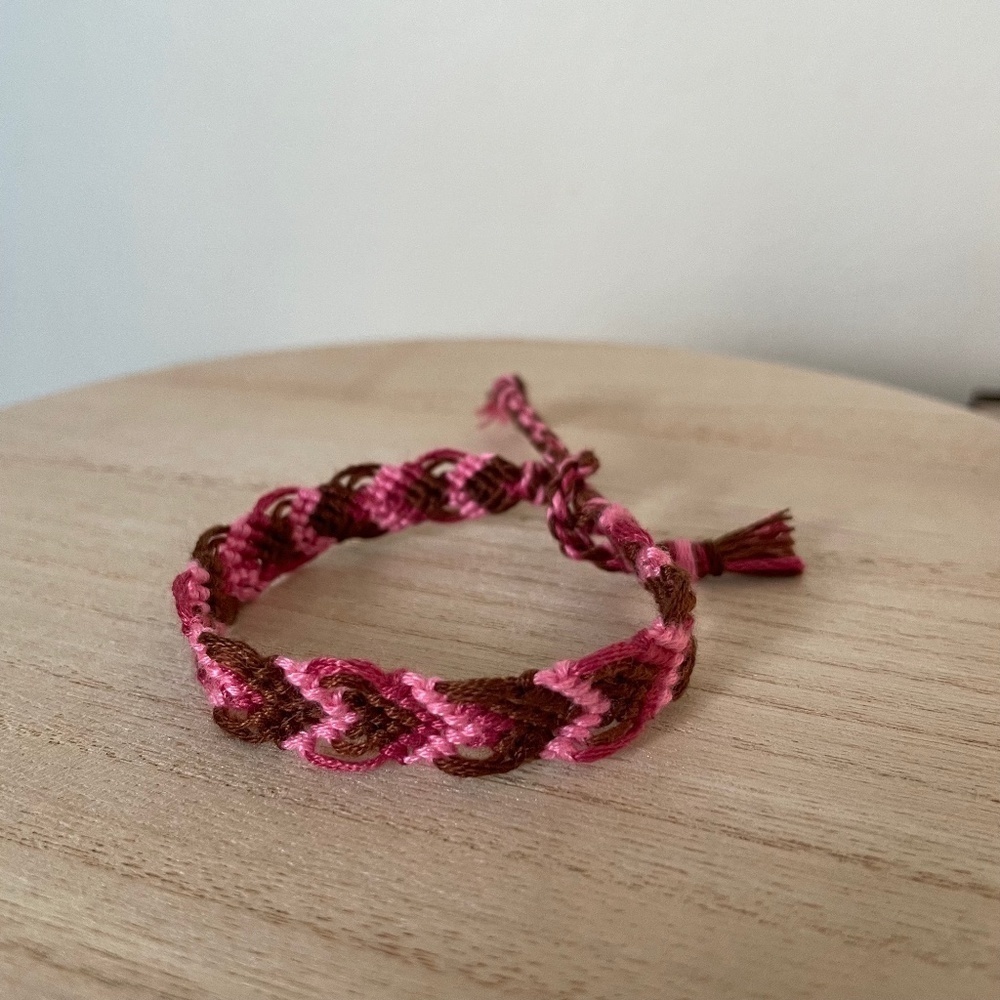 Brown Pink Woven Bracelet